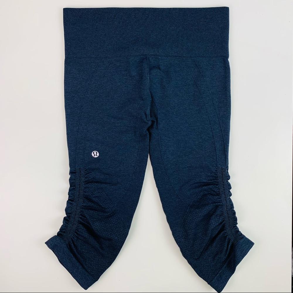 Lululemon In The Flow Crop II Seamless Heathered Deep Navy - Picture 7 of 12